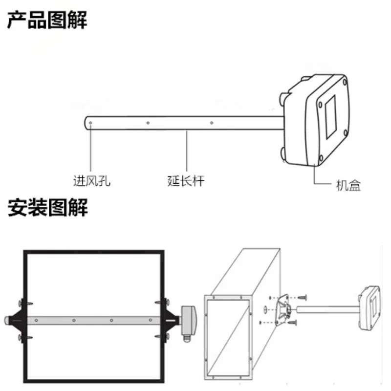 Pitot Tube Wind Speed Sensor Transmitter Multi-point Measurement High-precision Pipeline Wind Speed Measuring Instrument