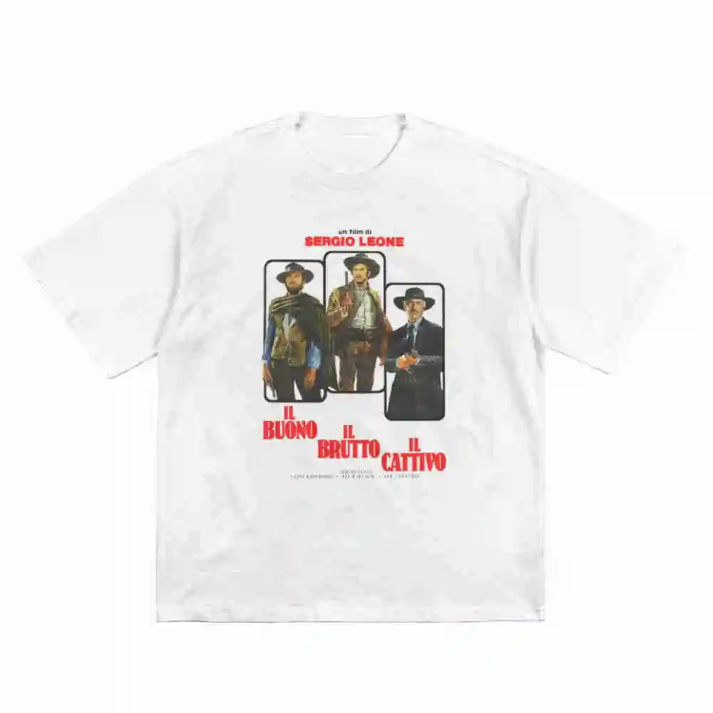 The Good Bad And Ugly Retro Movie Clint Eastwood Short Sleeve Tee 100% Cotton T-Shirt
