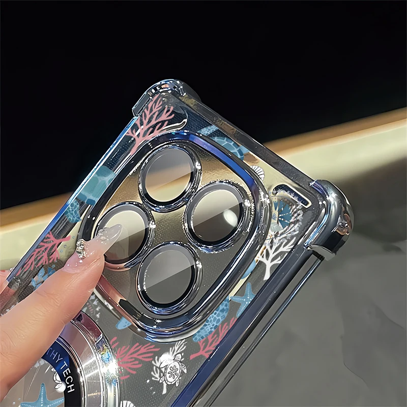 Transparent Phone Case For Xiaomi Poco X8 Pro Max M3 M4 Pro X7 X6 X5 X3 NFC M5S M7 Plus Shockproof Bracket Sea Turtle Cover - view 4
