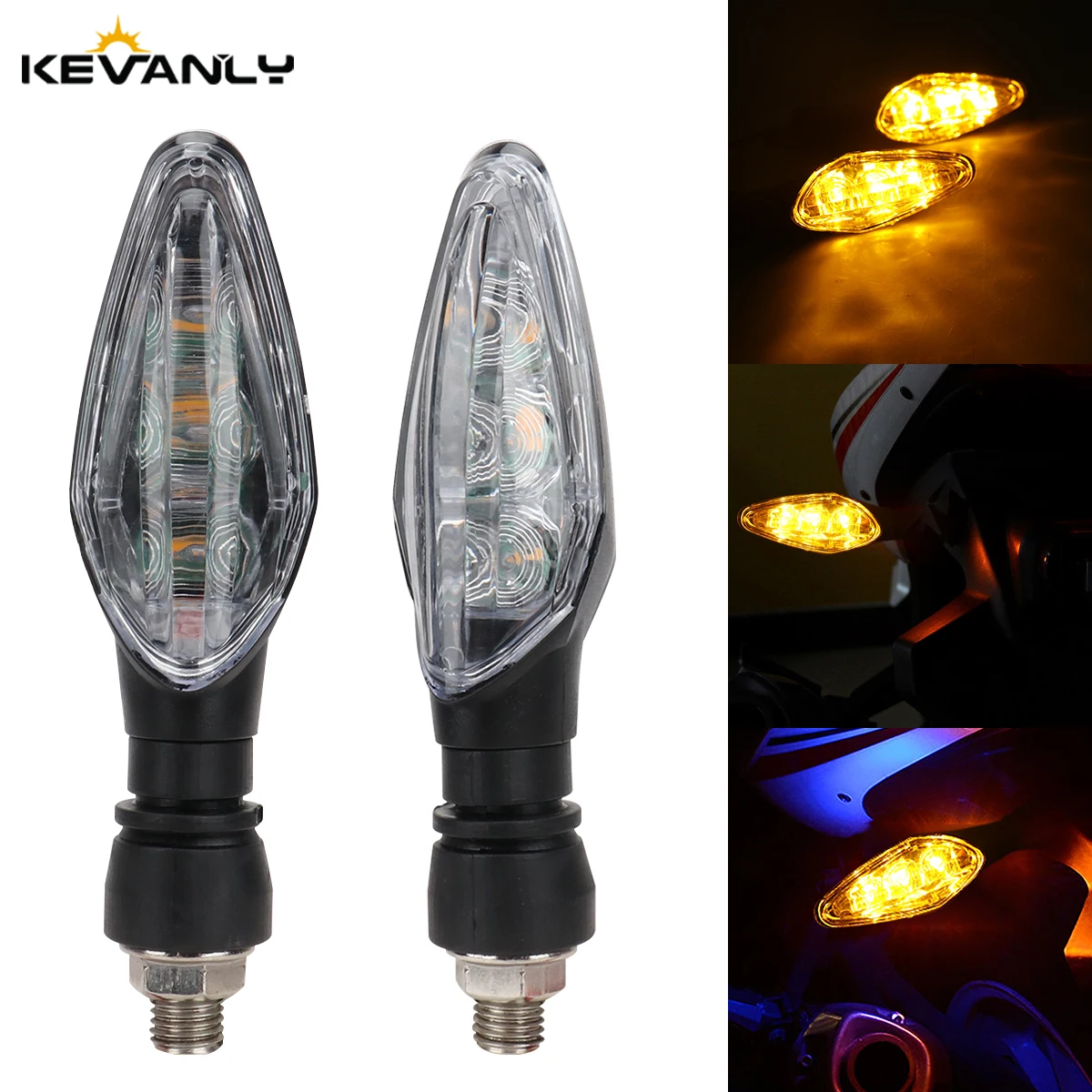 

2Pcs 3LED Motorcycle Turn Signal Light Super Bright Amber Blinker Indicator Waterproof Motorcycle Running Lamp Flashers Lighting