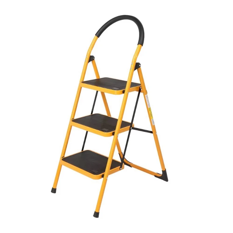 Portable household kitchen three-step folding ladder with non-slip rubber handle RT