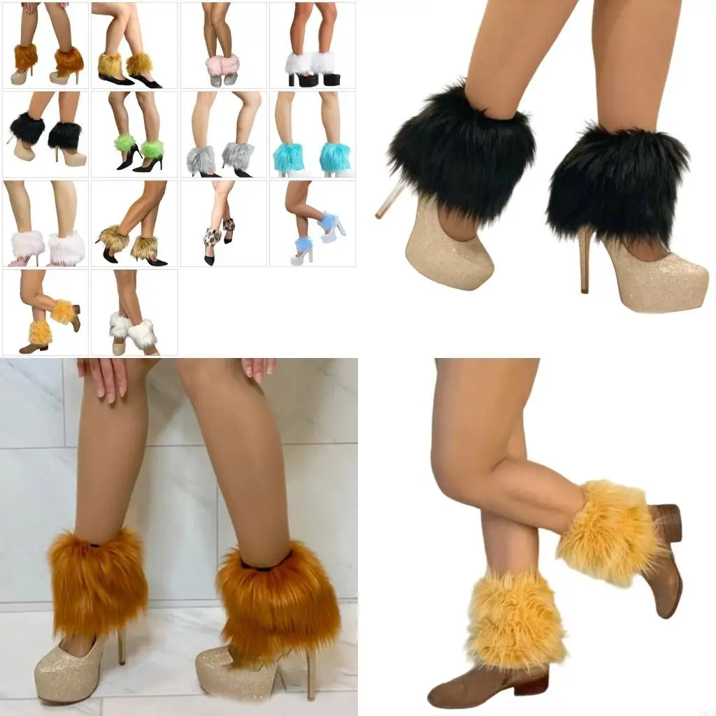

M6CD Женщины Faux Furs The Neg Warmer Costumes теплые нечеткие ноги теплые манжеты для ботинок