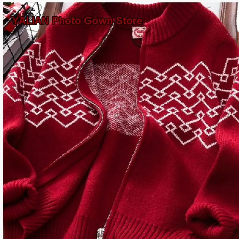 Boys Cardigan Kids Winter New Year Greeting Wear Older Kids Anti-Pilling Knit Top