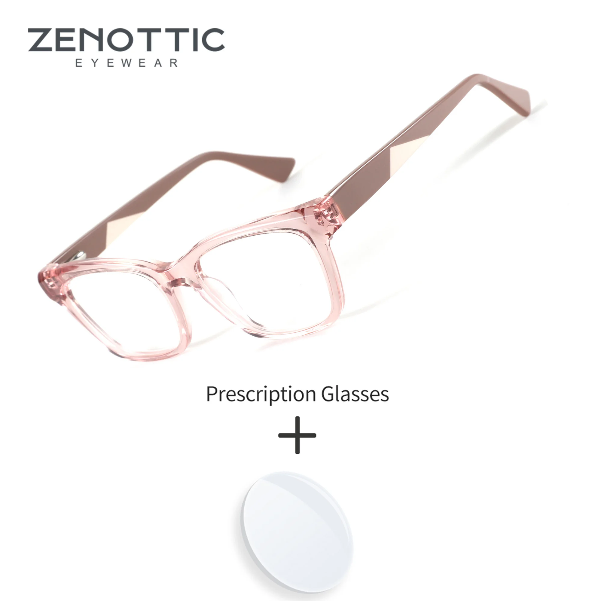 zenottic-sサイズ、スクエア型、女性用、度付きメガネ、アセテート素材、調光レンズ、ブルーライトカット、おしゃれなメガネ
