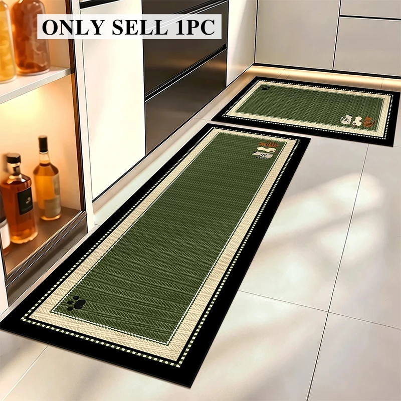 Floor Mat for Kitchen Absorbent Non-slip Rug Long Carpet Cute Cat Pattern Foot Mats Home Decoration Carpets Alfombras De Cocina