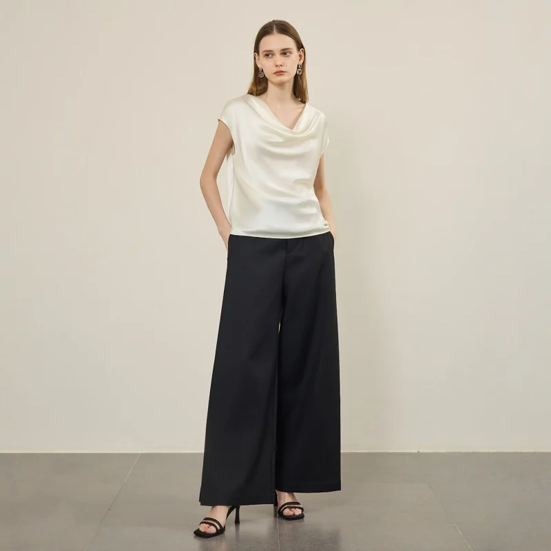 Birdtree, OEKO-TEX, 22MM 100% Silk Tank Top, Basics Swing Collar Vest, Women's Plain Satin Camisole, 2026 Summer New T64707JF