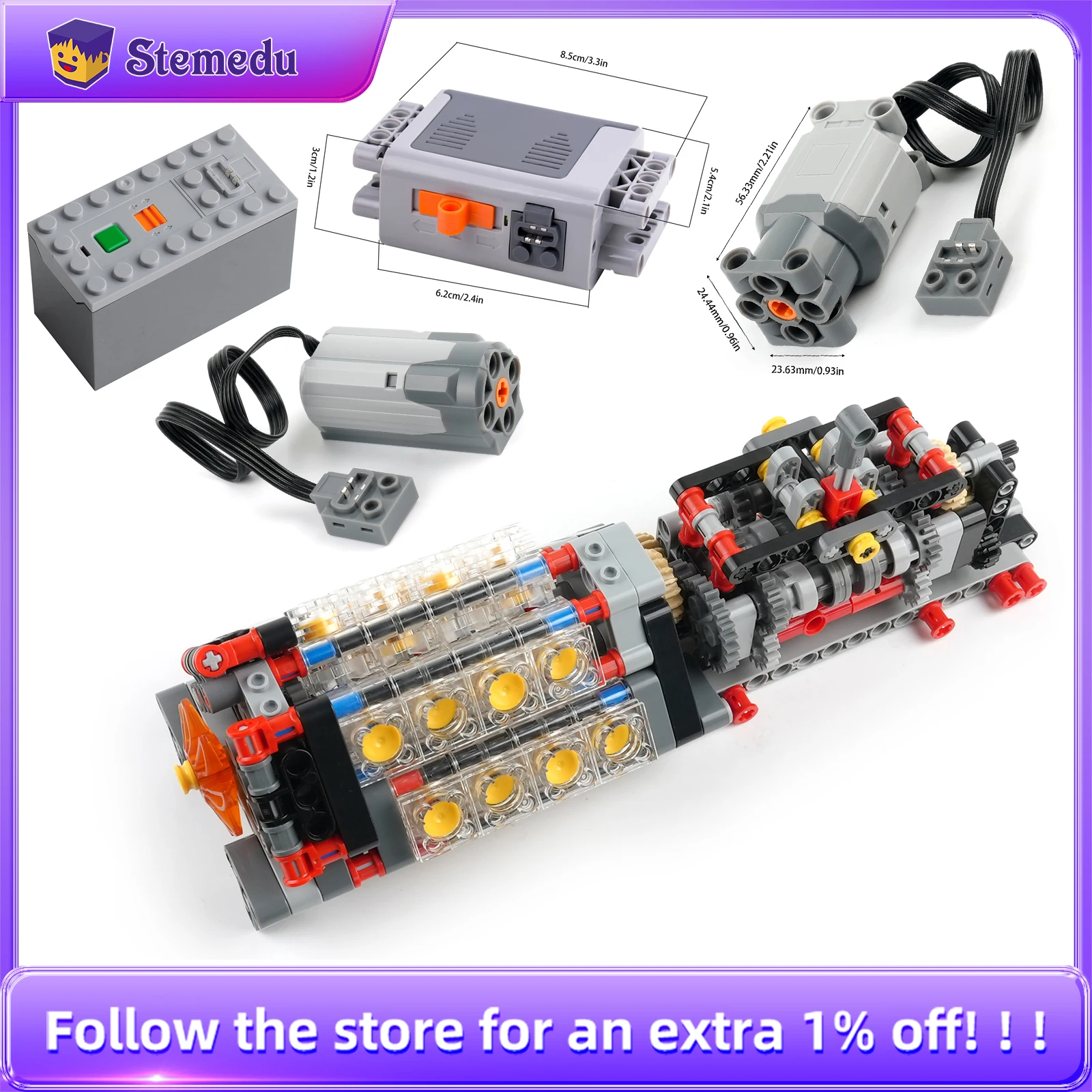 Moc 6 velocidades caixa de velocidades v16 motor modelo m motor aa aaa bateria caixa 8883 8881 88000 bloco de construção funções energia para legoeds tijolo