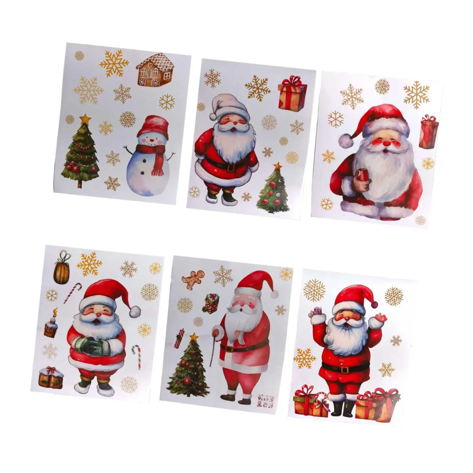 6Pcs Christmas Window Clings Xmas Decals Decorative Window Film Stickers Decals for Party Supplies Home Office Bedroom Decor