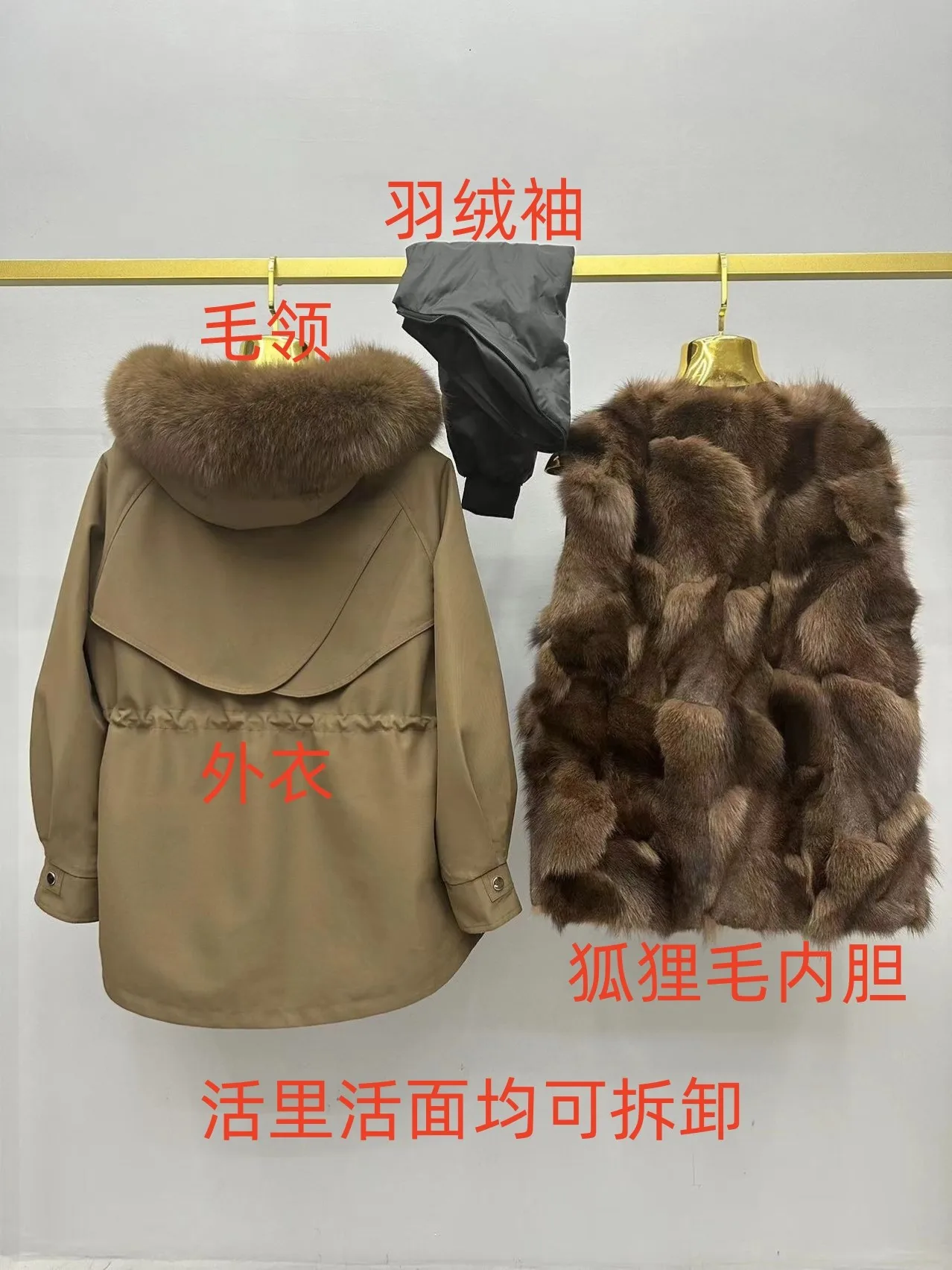 Mid-long Female Parkas New Autumn Winter Real Fox Fur Collar Hooded Wadded Jacket Removable Fur Liner Long Sleeve Warm Overcoat