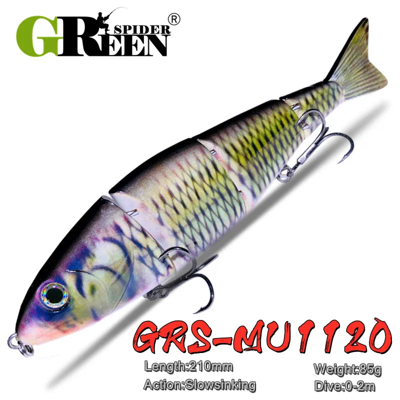 GREENSPIDER New Hard Fishing Lure 210mm85g 4 Segments Artificial Lure Multi Jointed Swimbait Lifelike Crankbait Sinking Wobblers