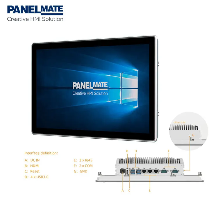 ZXY 1台 18.5インチ 組み込み型ファンレス前面防水IP65タッチスクリーン産業用オールインワンパネルPC