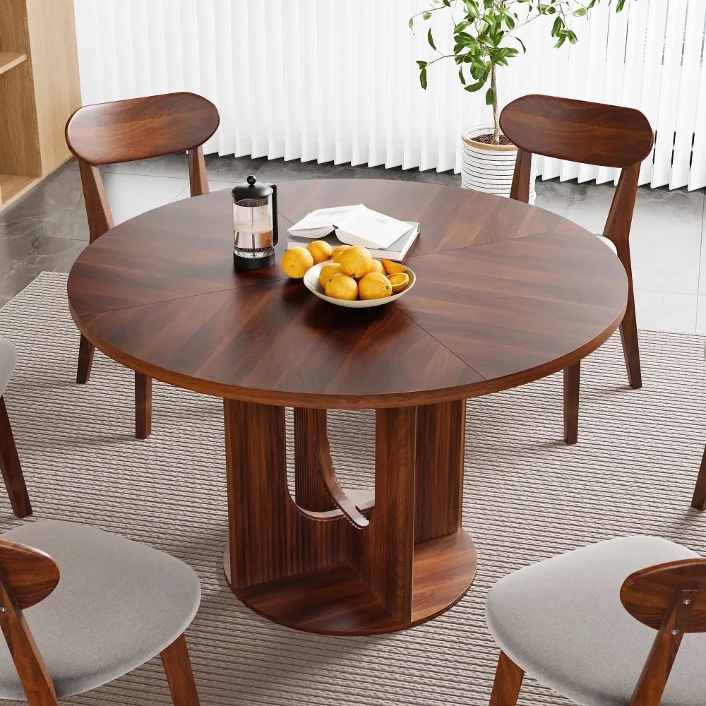 

Mid Century Modern Style 47 Inch Round Dining Table, Circle Kitchen for 4-6, Large Wood Dinner Table
