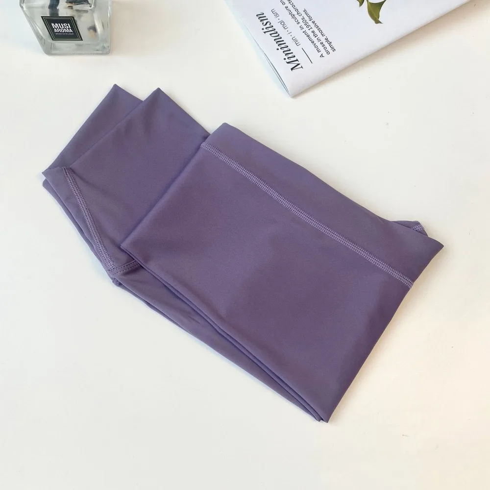 

Gym Cream Colored Yoga Pants High Waist Hip Lifting Fitness Pants Stretchy Breathable Exercise Cropped Pants Fitness