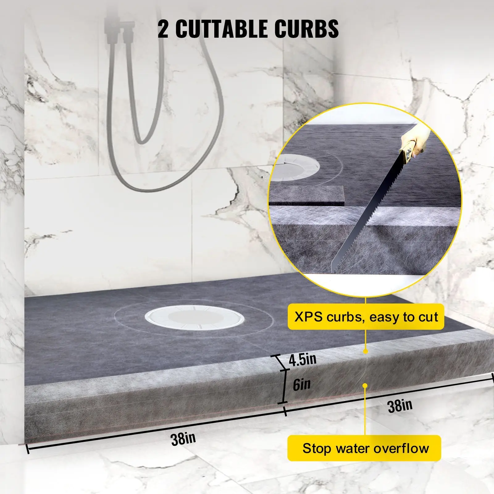 Shower Curb Kit, 38\