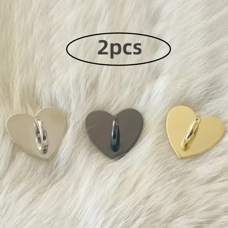 2 pezzi di supporto per ciondolo per telefono a forma di cuore in metallo, anello per dito per telefono con cuore d'amore, ganci autoadesivi per supporto posteriore per telefono cellulare