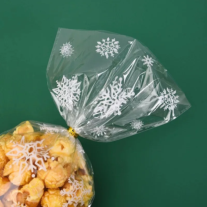 Schneeflocke Süßigkeiten Taschen Weihnachten Transparent Cookie Popcorn Verpackung Plastiktüte Weihnachten Party Dekorationen Geschenk Taschen für Kinder – Detail 7