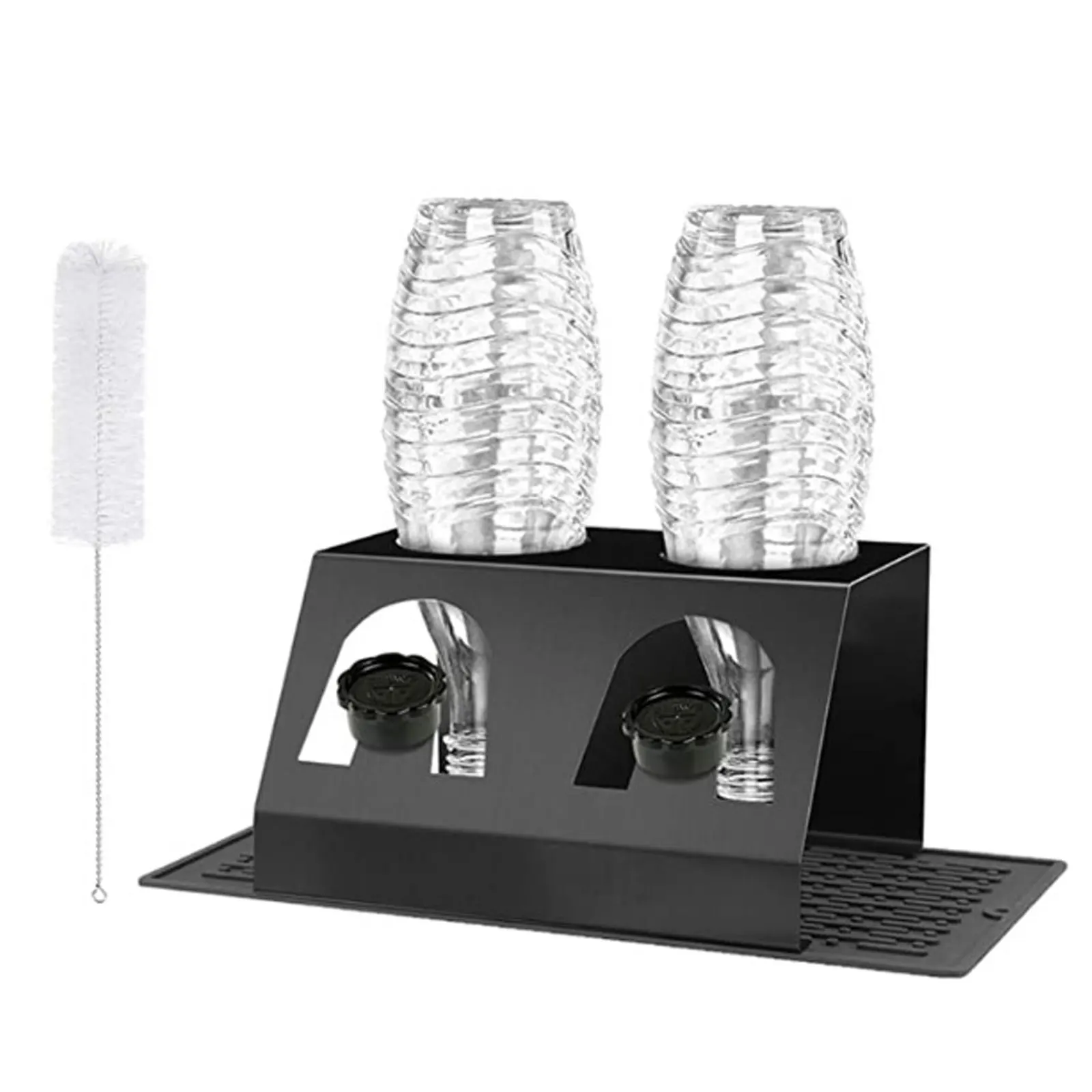 

Stainless Steel Bottle Holder, Bottle Holder And Bottling Brush And Microfiber Cloth, Drainage Rack, Such As Soda Flow Crystal