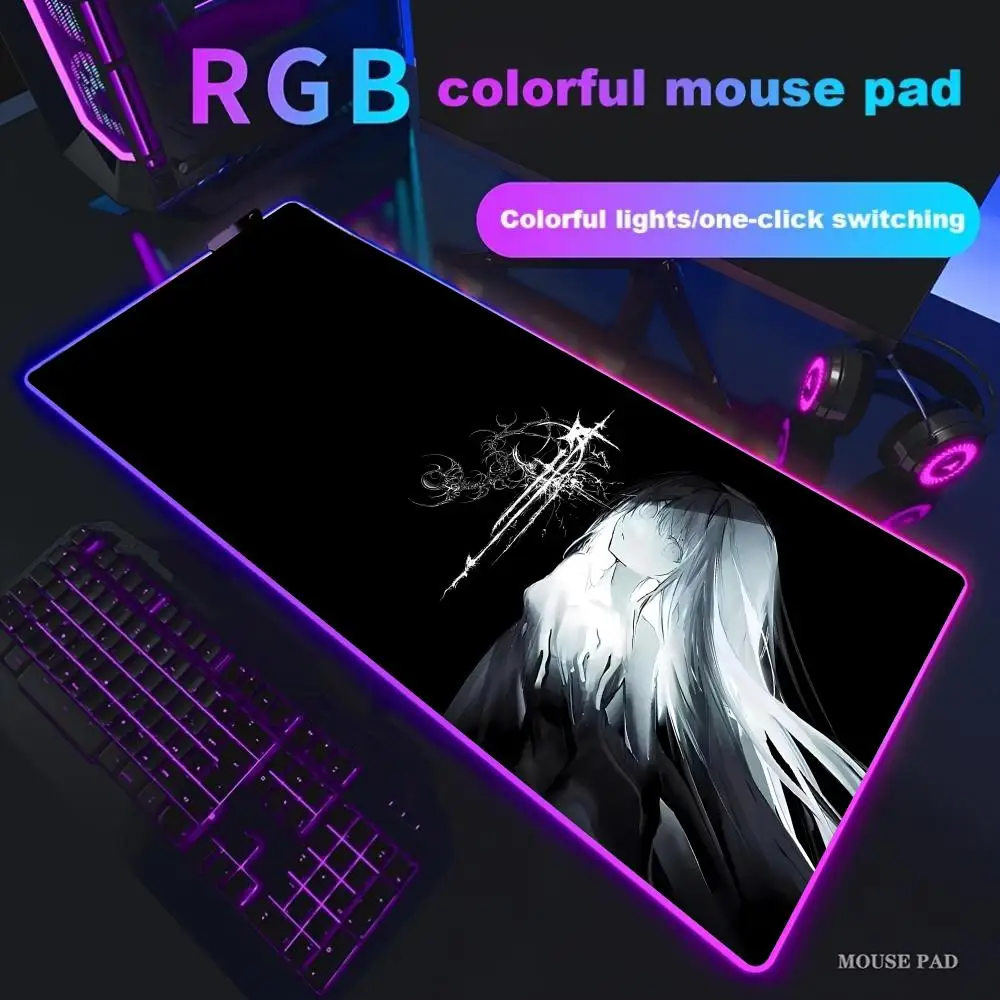 

Anime Girl Mouse Pad Large RGB Gaming Mousepad LED Light Locked Edges Game Accessories Gamer Room Table Pads PC Keyboard Mat XXL