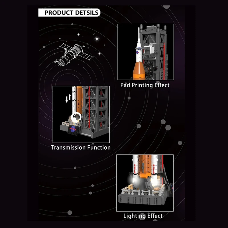 เทคโนโลยีสร้างสรรค์ Space Launch System Rocket Building Blocks ชุดประกอบอิฐโปรแกรม Space Rocket ของเล่นของขวัญเด็ก