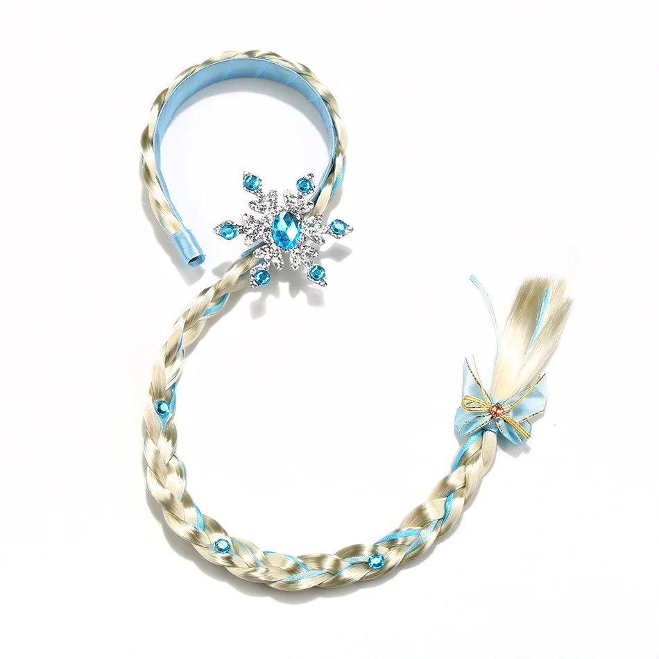 Disney Prinses Hoofdbanden Kid Elsa Kroon Ijs Sneeuw Vlechten Halloween Accessoires Lang Haar Le Pei, Bloem Pruiken, Vlechten