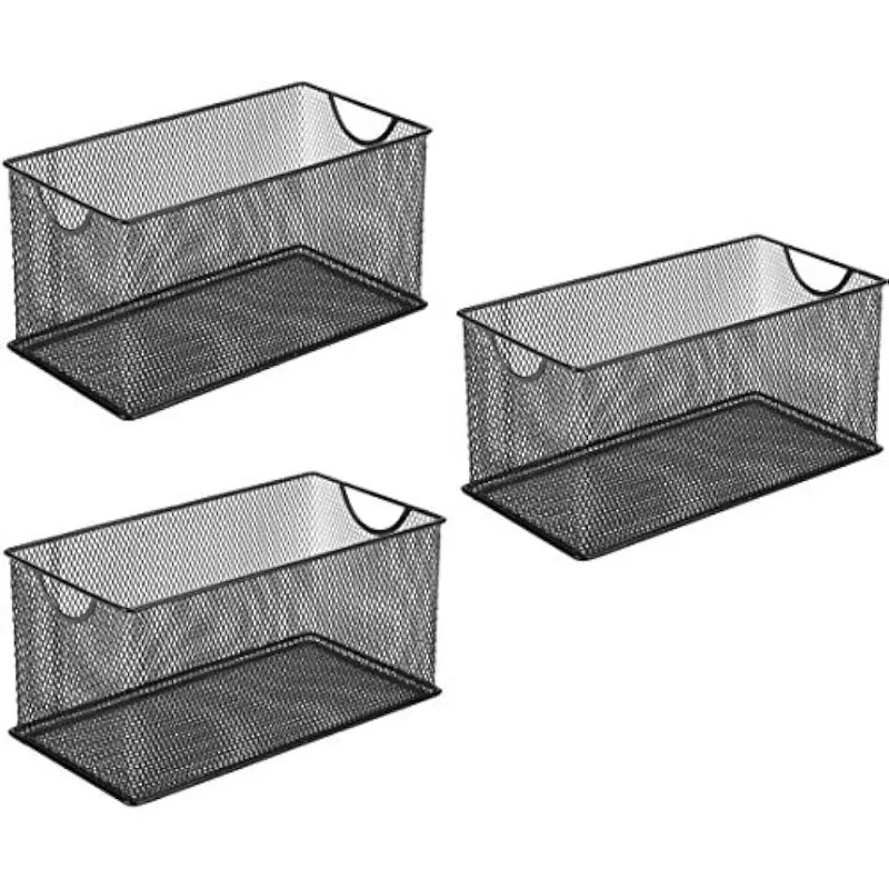 

Set of 3 Household Wire Mesh Metal Steel Storage Basket Organizer CD Storage Boxes Organizer cd storage