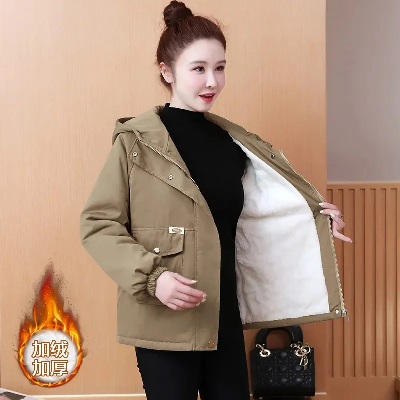 ปายเอาชนะThicken Windbreaker Coatผู้หญิง2025ฤดูใบไม้ร่วงฤดูหนาวใหม่ผ้าฝ้ายเบาะสุภาพสตรีParkas OverwearหญิงTop