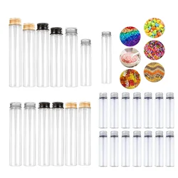 10Pcs 30-110ml Clear Plastic Test Tube Bottles w/ Aluminum Screw Caps For Party Favors Decor Dried Flowers Candy Spices Storage