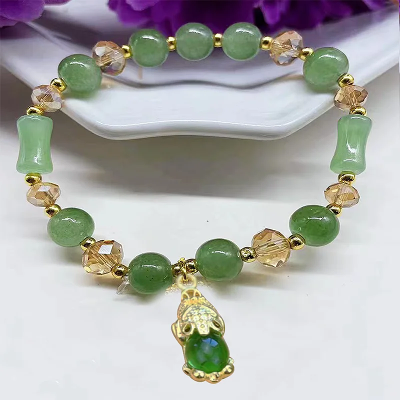 Imitation Jade Agate Pearl Green Jade Bracelet, Unique Pixiu Bracelet, Tourist Hot Selling, 8mm