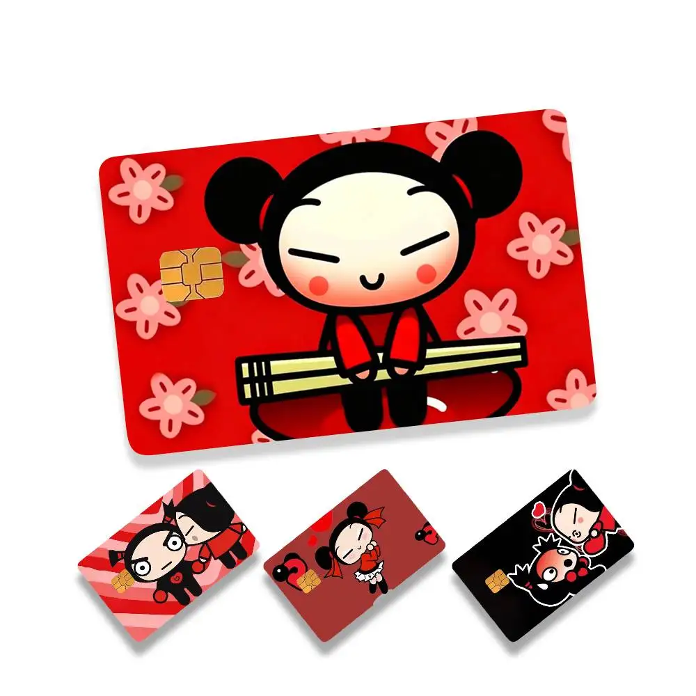 

Cute Cartoon Pucca Garu HD Waterproof Card Skins Protective Stickers for Credit Bank Game Cards