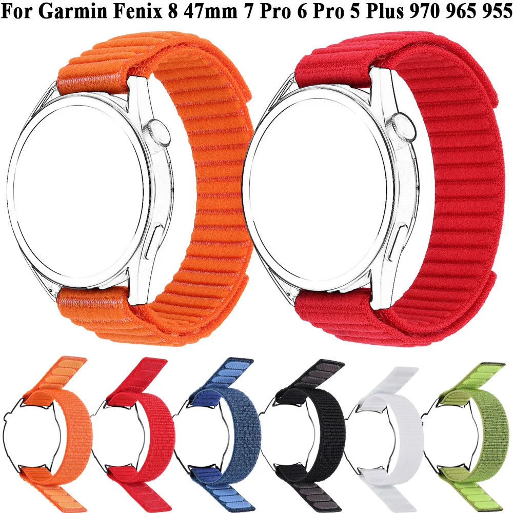 22mm Hook Loop Nylon Strap Watchband For Garmin Fenix 8 7 6 Epix Pro 2 Forerunner 970 965 955 945 935 570 265 255 Watch Bracelet