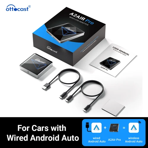 Imagen 1 del producto Ottocast A2Air Pro inalámbrico Android Auto adaptador Dongle Spotify Waze Multimedia para coche Adnroid con cable de fábrica