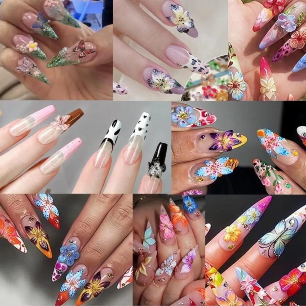 20/60/72 Stuks 3D Hawaii Bloemen Nagel Charmes Zomer Hibiscus Bloemen Nail Art Steentjes 5-Bloemblaadje Lelie Bloemen Manicure Accessoires