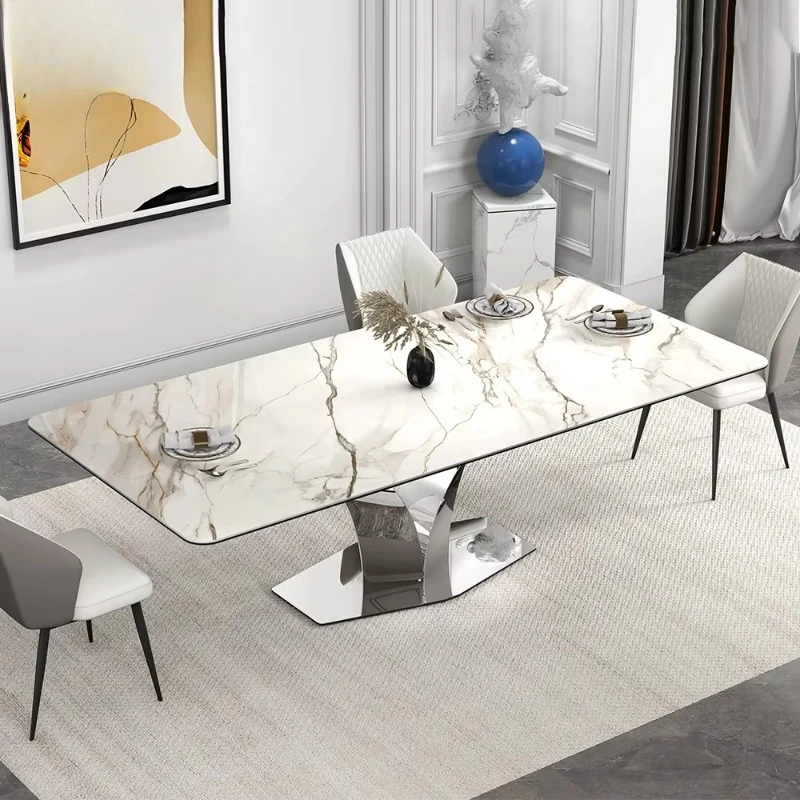 Ceramic marble roof modern extended dining room set