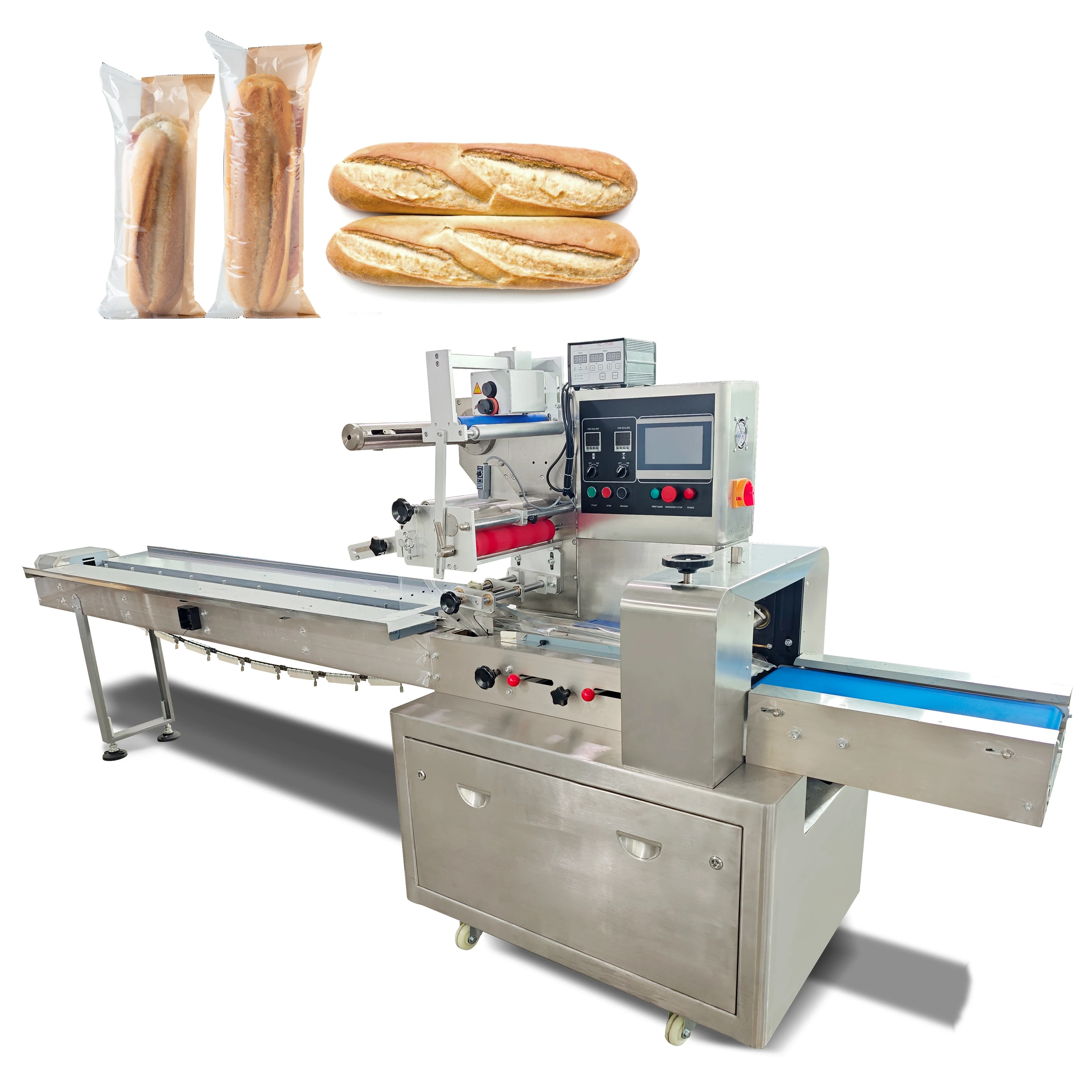 Fadekang Horizontal Packaging Machine Ciabatta baguette Bagel Bread Packing Machine for Small Business Factory Price