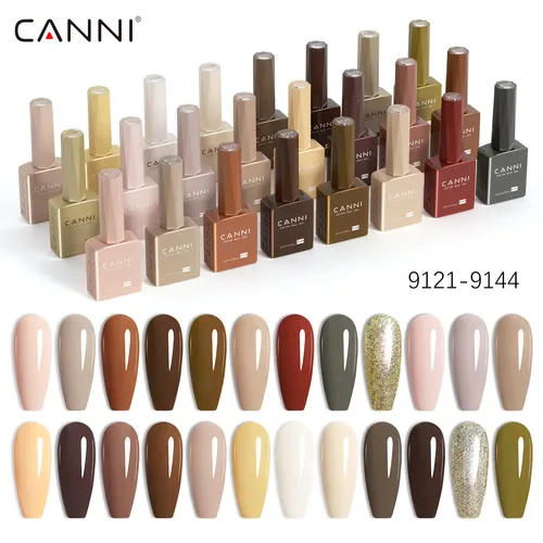 Imagen 1 del producto CANNI Hema-esmalte de uñas sin TPO, colección de colores Maillard para uñas de otoño, capa superior semipermanente con diamantes, 9ml