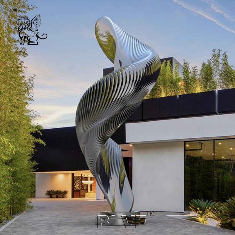 BLVE Large Modern Art Outdoor Decoration Garden Statues Metal Polished Stainless Steel Abstract Sculpture