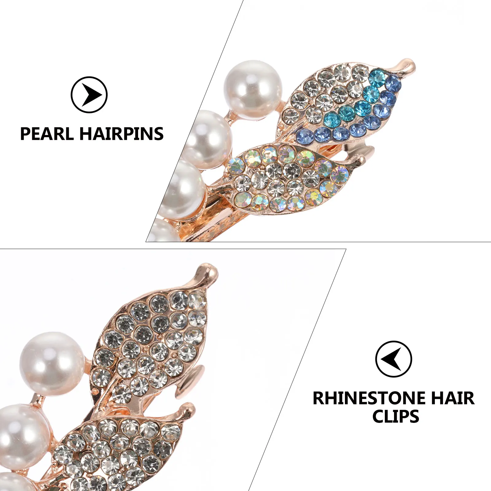 

2pcs Pearl Rhinestone Alloy Hair Clips Elegant Hairpins For Women Wedding Party Celebration Comfortable Non-Damage Barrettes