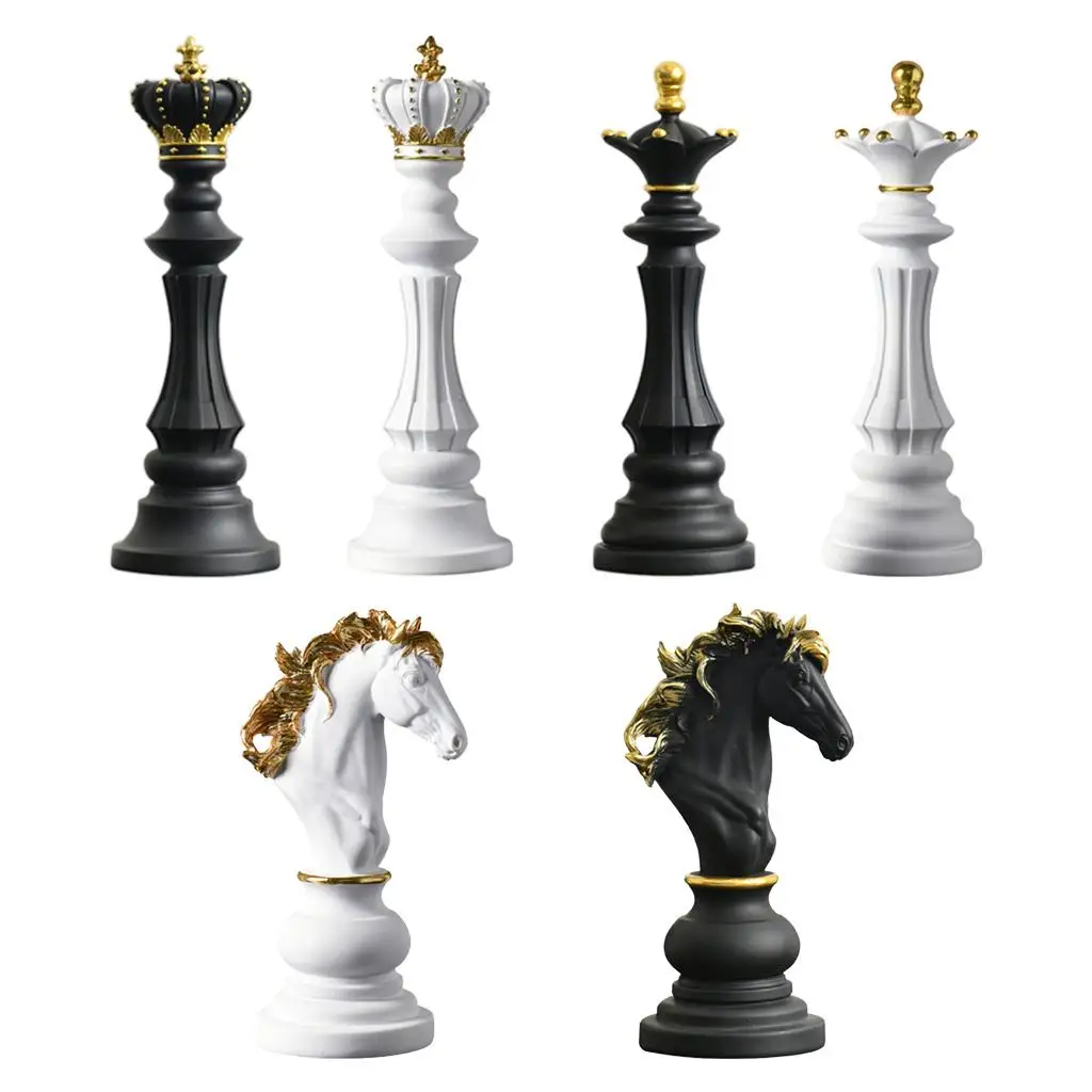 Modern Chess Pieces Board Games Sculpture Chessmen Ornament Statue Office