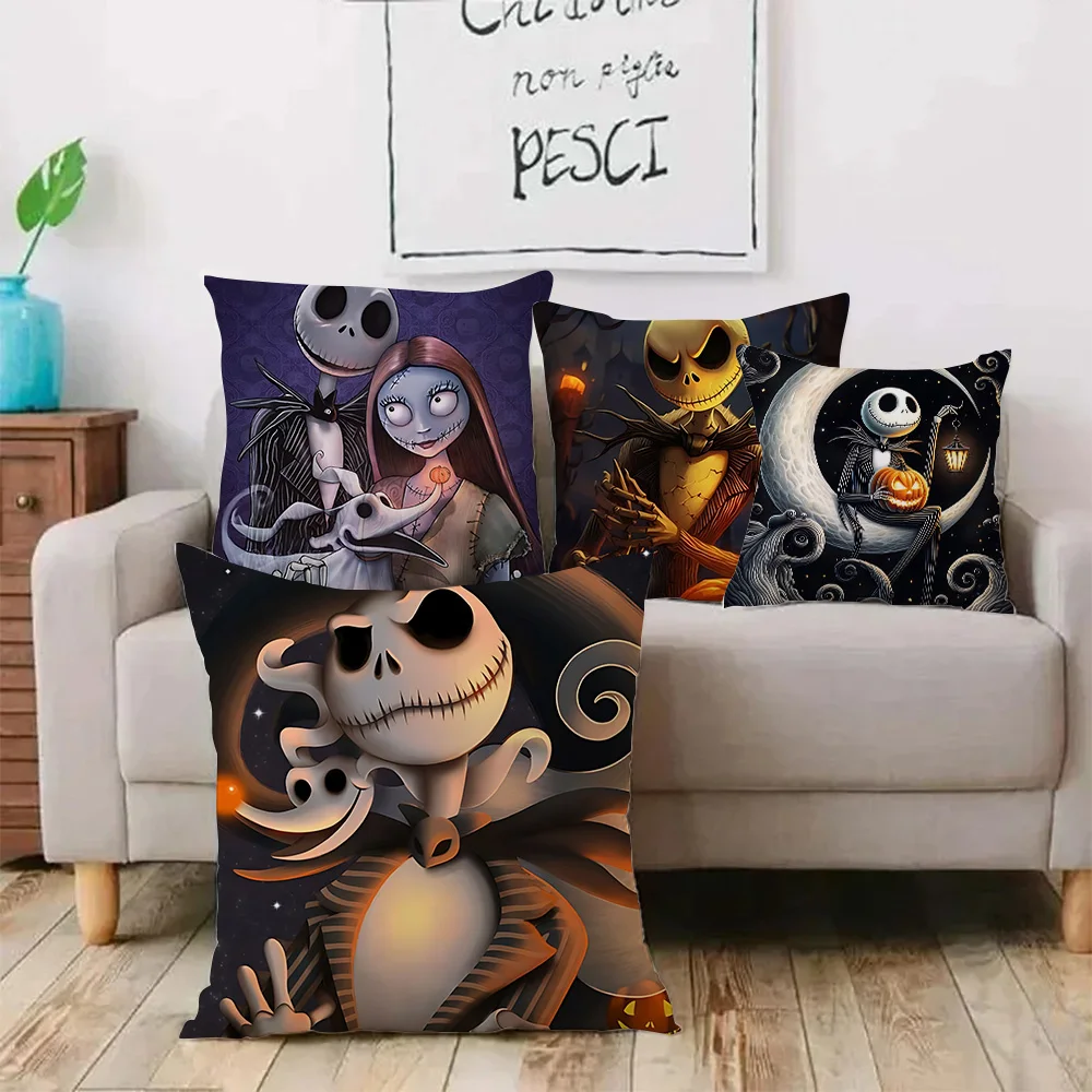 Cartoon DisneyS Jack Skellington Pillow Covers Cartoon Sofa Decorative Home Double-sided Printing Short Plush Cute Cushion Cover