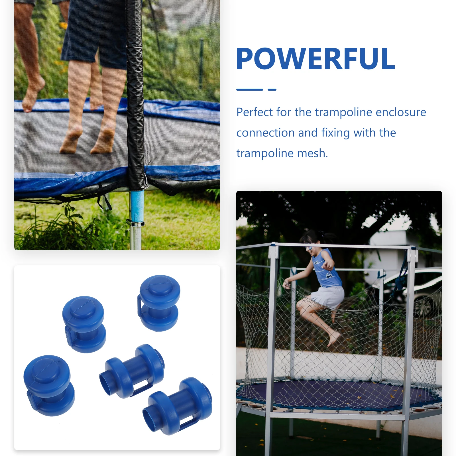 

5pcs Trampoline Enclosure Pole Cover Blue Plastic Tube Caps Pole Top Holders Replacement Fixing Accessories Rod End Cover Net