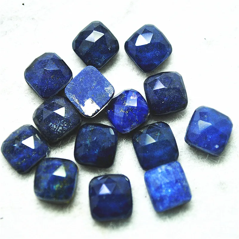 6PCS Natural Faceted Lapis Lazuli Stone Cabochons Square Shape Size 10X10MM 12X12MM New Jewelry Findings Free Shipping