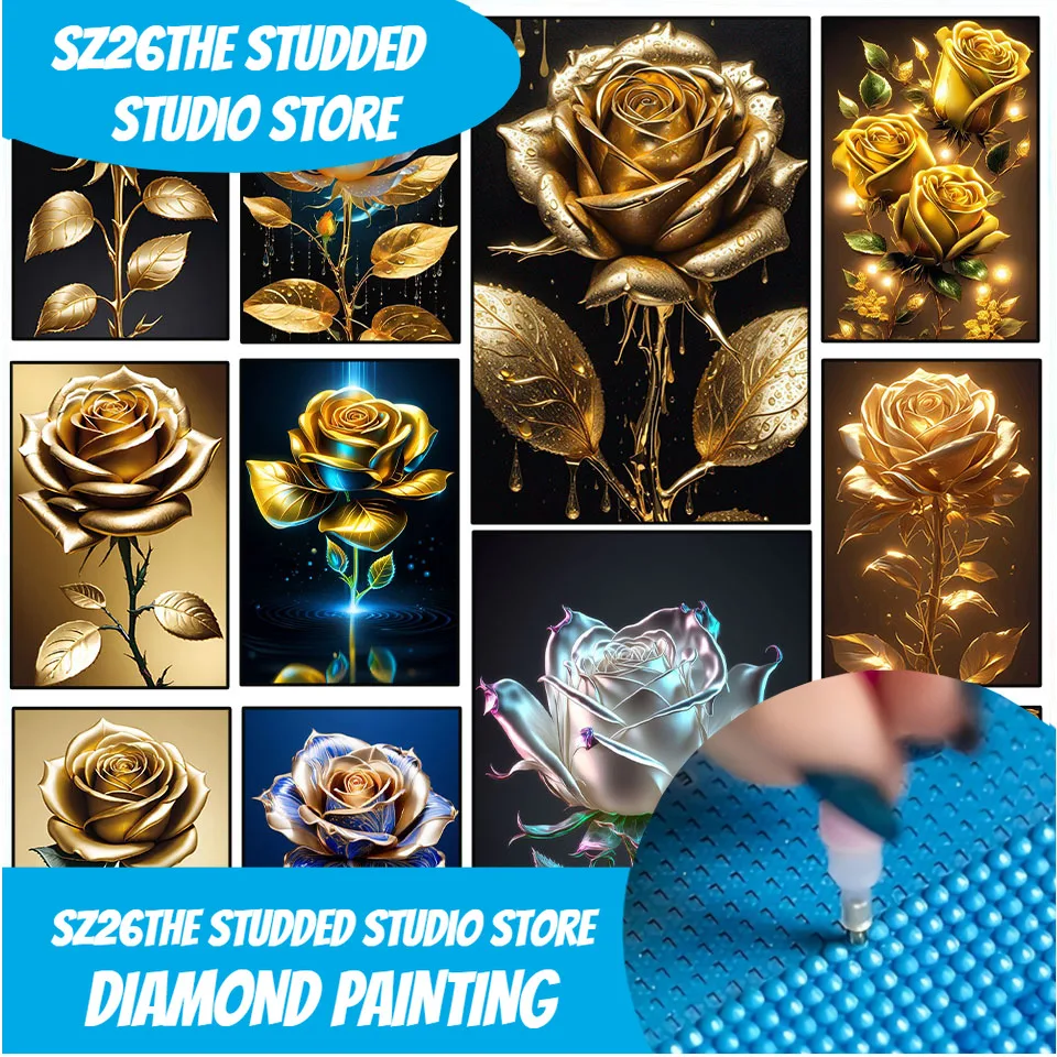 

Sz26The StuddedGem, набор для вышивки крестом, алмазная живопись, сделай сам, сверкающая роза, полная круглая страза, вышивка крестиком, мозаика ручной работы для дома