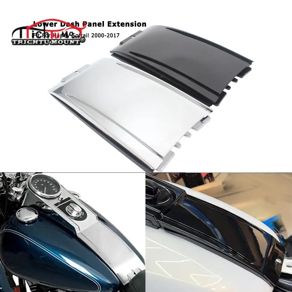 

Motorcycle Chrome Black Lower Dash Panel Extension ABS For Harley Softail Deluxe Fat Boy Heritage Springer FLS FLSS 2000-2017