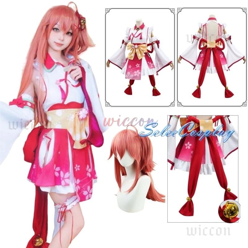 Costume de Cosplay Sakura ata ko avec Perruque VTuber Hololive, Accessoires de ixd'Halloween et de Noël