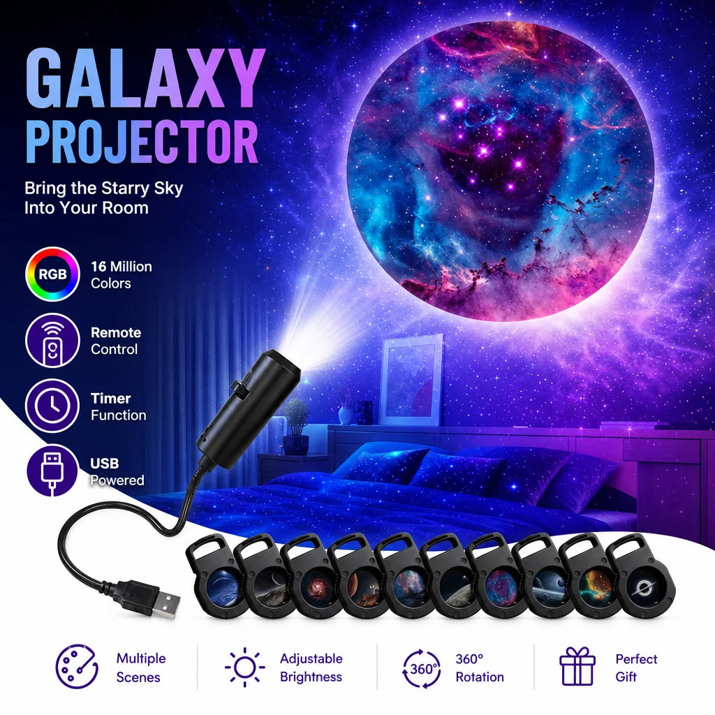 Planetarium Projector Home - Светодиодный проектор-ночник «Звездная галактика» с изменяемыми