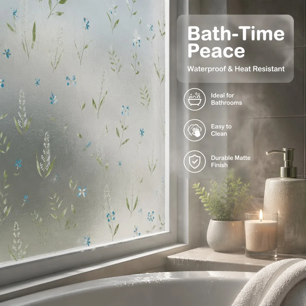 Decorative Heat Control Window Sticker UV Blocking Privacy Window Film Matte Self Adhesive Window Decal for Living Room Glass