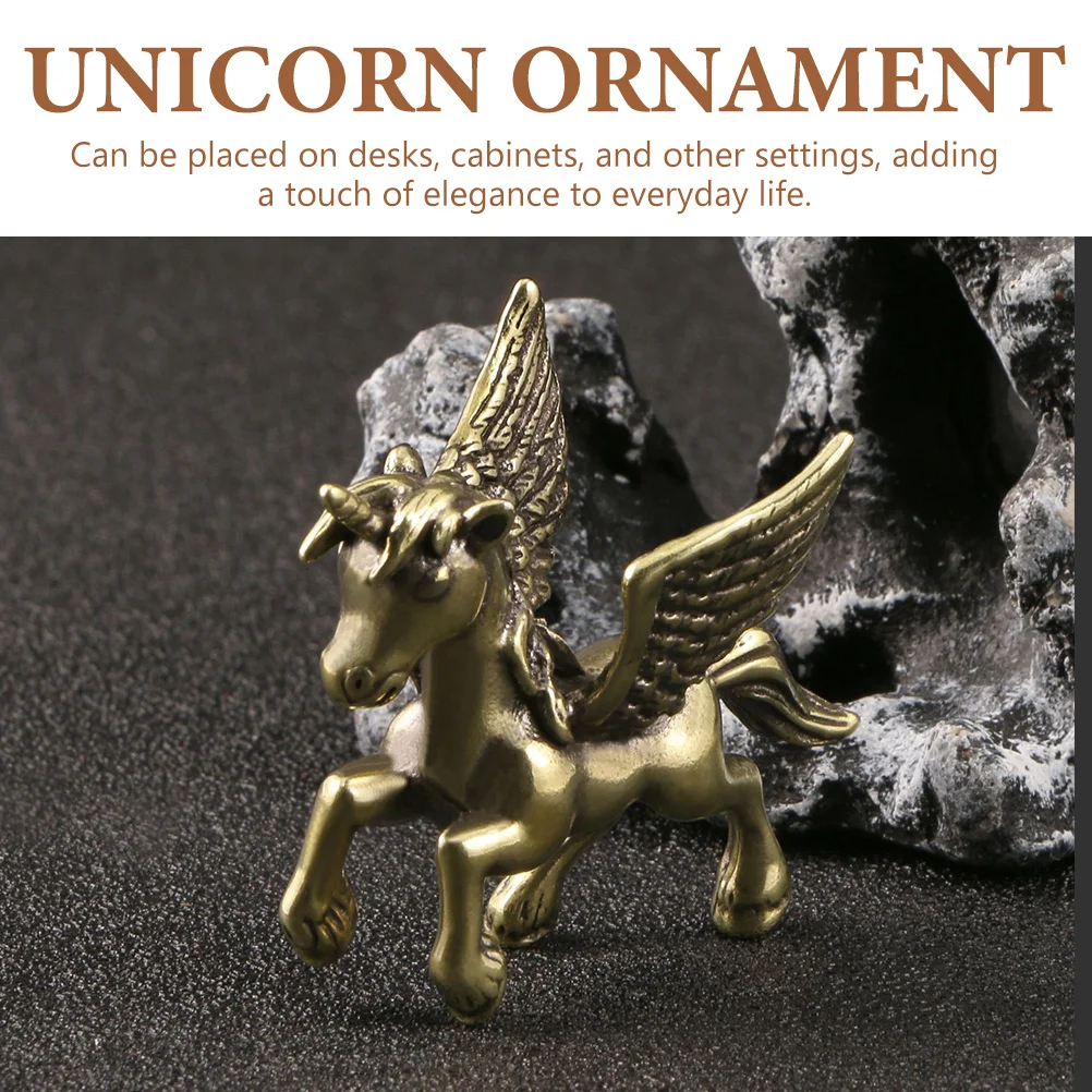 

Brass Unicorn Statue Ornament Exquisite Craftsmanship Smooth Surface Stable Design Desktop Vintage Decor Brass Unicorn Statue