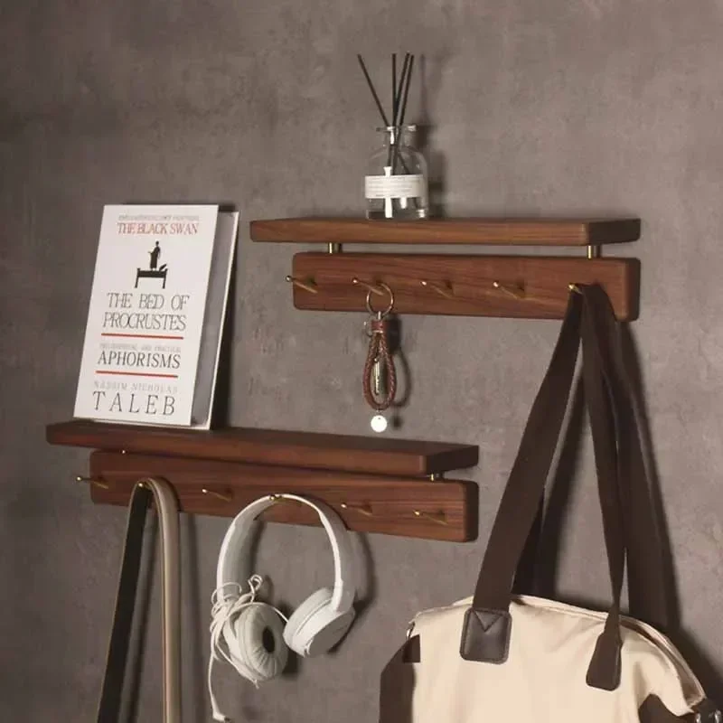 Multifunctional Entrance Hall Wooden Wall Clothes Hanger Dressing Rooms Bedroom Clothing Hat Coat Storage Organizer Hanger Hooks