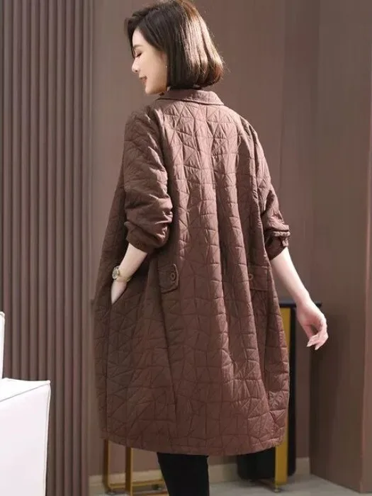 

Тепло плюс женское оверсайз Thiened осенне-зимнее пальто, повседневная длинная ветровка, верхняя одежда, удобное пальто