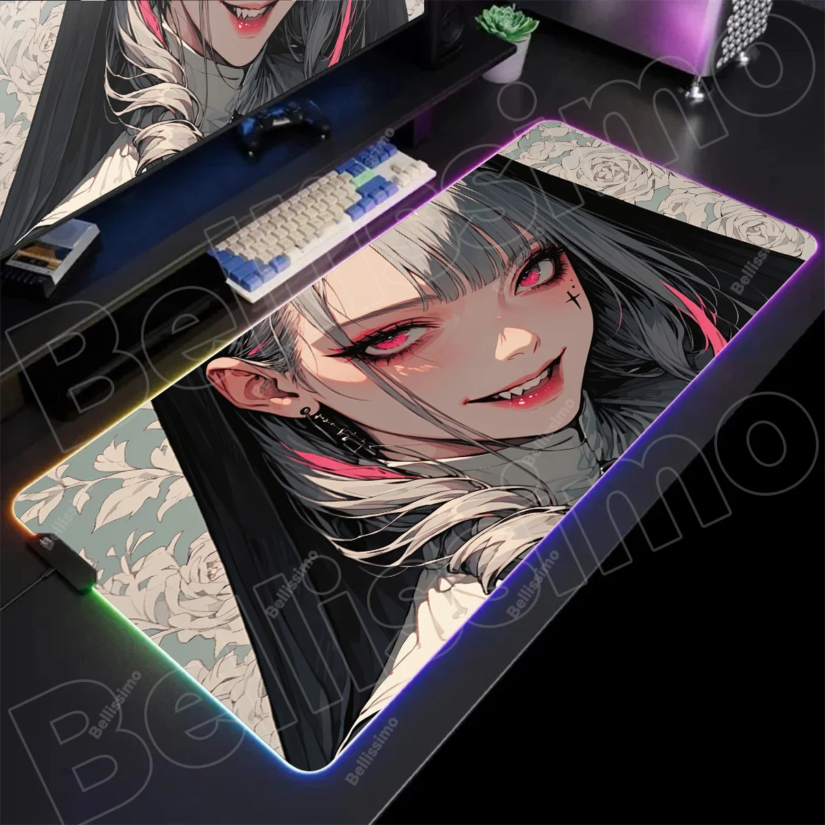 

LED Lighting Mouse Pad Anime punk Girl Backlight Gaming Accessories PC Computer Keyboard Gamer RGB Desk Mat HD Anime Mousepad